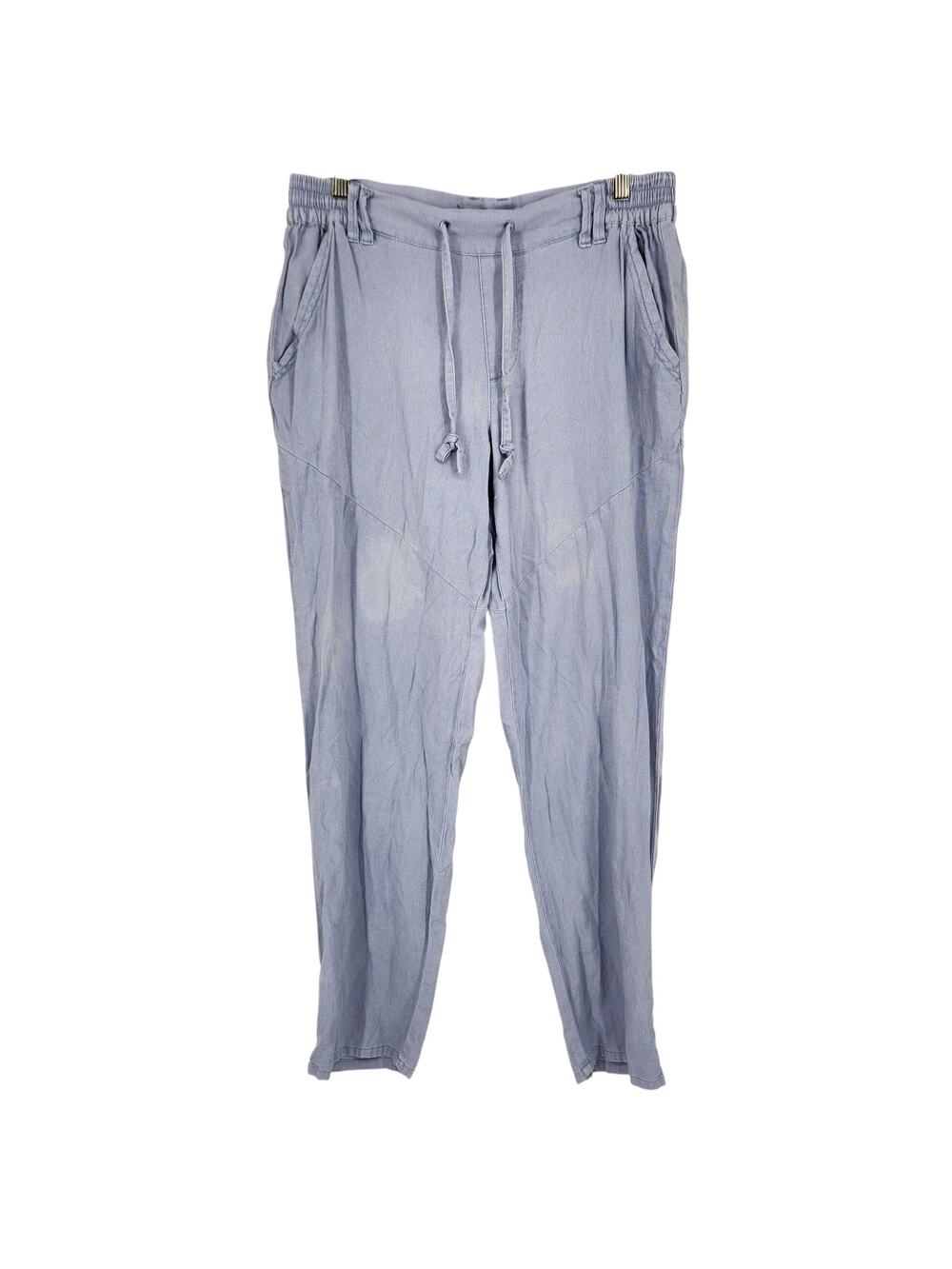 Rewash Linen Blend Pants with Roll Tab Cuff Blue Size Medium